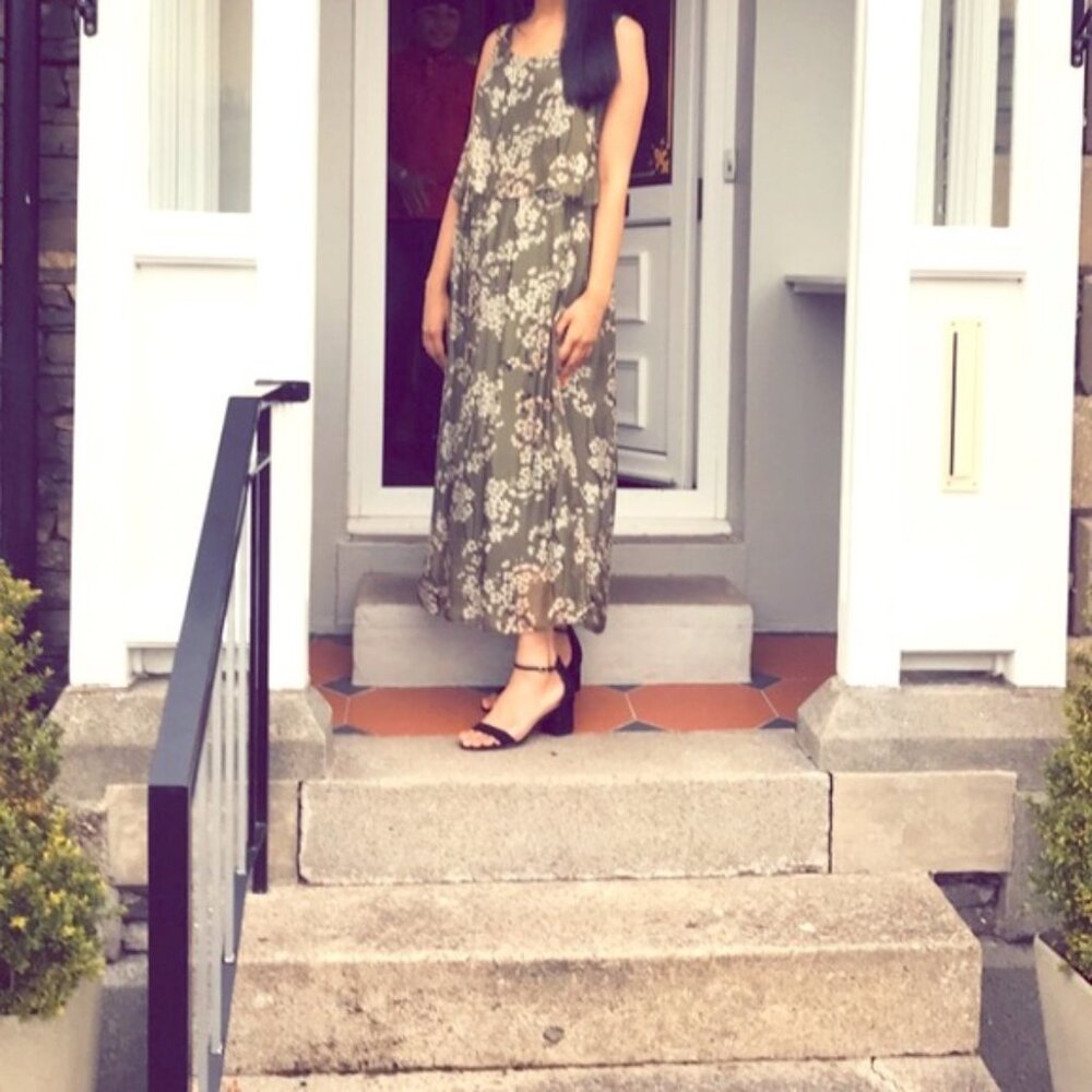 Long soft  chiffon flower dress